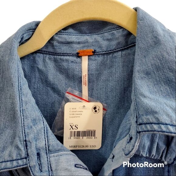 FREE PEOPLE Sun Burst Denim‎ Mini Dress Size XSMALL - Picture 13 of 16